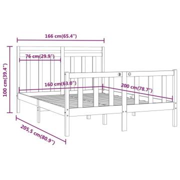 Bed Frame Black Solid Wood Pine 160x200 cm | Hipo Market