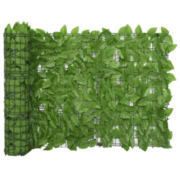 Balcony Screen with Green Leaves - 300x75 cm Privacy Solution