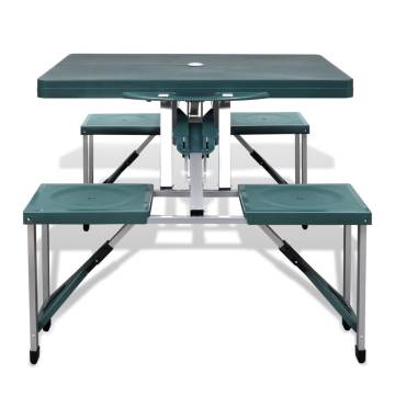 Foldable Camping Table Set with 4 Stools - Light Green