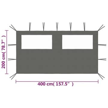 Gazebo Sidewall with Windows 4x2 m - Durable Anthracite Design