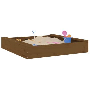 Honey Brown Solid Wood Sandbox with Seats | Outdoor Fun