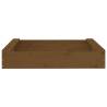 Honey Brown Solid Wood Sandbox with Seats | Outdoor Fun