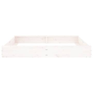 White Square Solid Wood Pine Sandbox with Seats for Kids