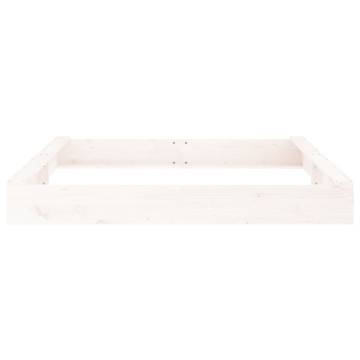 White Square Solid Wood Pine Sandbox with Seats for Kids