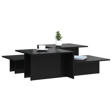 Elegant High Gloss Black Coffee Tables - 2 pcs Set