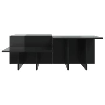 Elegant High Gloss Black Coffee Tables - 2 pcs Set