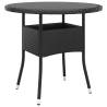 Stylish Ø80 cm Garden Table in Black - Poly Rattan & Glass