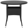 Stylish Ø80 cm Garden Table in Black - Poly Rattan & Glass