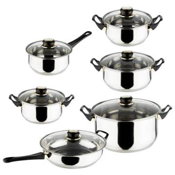 HI 12 Piece Stainless Steel Cookware Set - Durable & Efficient