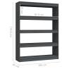 Grey Book Cabinet/Room Divider - Solid Pinewood | HipoMarket