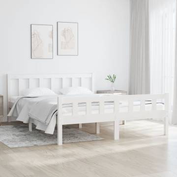 White Solid Wood Bed Frame 140x190 cm | Hipomarket