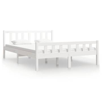 White Solid Wood Bed Frame 140x190 cm | Hipomarket