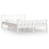 White Solid Wood Bed Frame 140x190 cm | Hipomarket