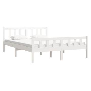 White Solid Wood Bed Frame 140x190 cm | Hipomarket