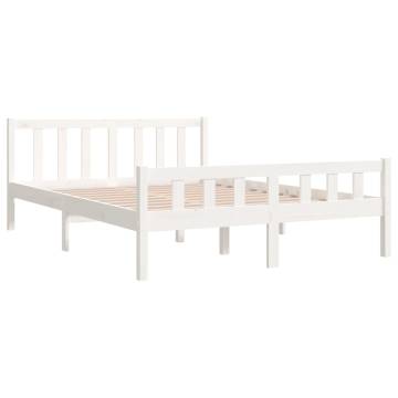 White Solid Wood Bed Frame 140x190 cm | Hipomarket