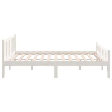 White Solid Wood Bed Frame 140x190 cm | Hipomarket