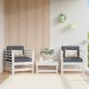 White Solid Wood Pine Garden Chairs - 2 pcs for Outdoor Use