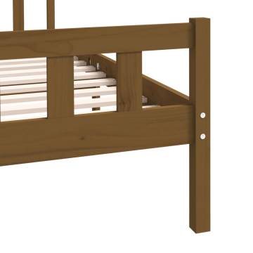 Honey Brown Solid Wood Bed Frame 120x190 cm - Hipo Market