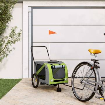 Pet Bike Trailer - Green and Grey Oxford Fabric and Iron