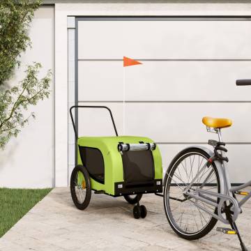 Pet Bike Trailer - Green & Black Oxford Fabric & Iron | HipoMarket