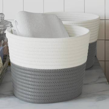 Modern Grey and White Storage Baskets - 2 pcs Ø24x18 cm