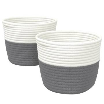 Modern Grey and White Storage Baskets - 2 pcs Ø24x18 cm