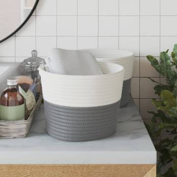 Modern Grey and White Storage Baskets - 2 pcs Ø24x18 cm