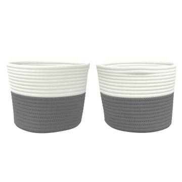 Modern Grey and White Storage Baskets - 2 pcs Ø24x18 cm