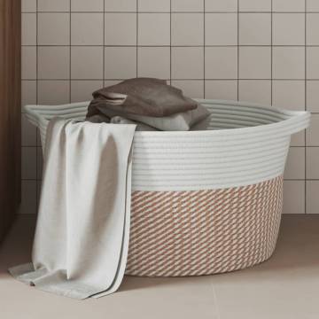 Brown & White Cotton Storage Basket Ø40x25 cm - Stylish & Versatile