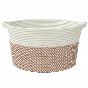 Brown & White Cotton Storage Basket Ø40x25 cm - Stylish & Versatile