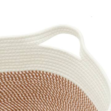 Brown & White Cotton Storage Basket Ø40x25 cm - Stylish & Versatile