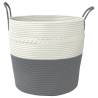 Stylish Grey and White Storage Basket - Ø43x38 cm Cotton