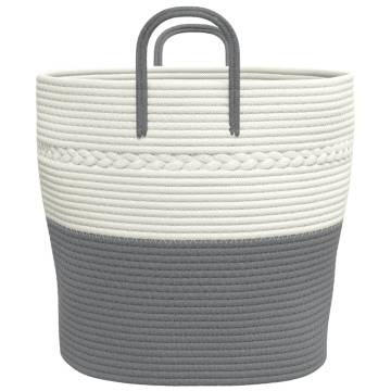 Stylish Grey and White Storage Basket - Ø43x38 cm Cotton