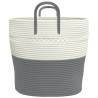 Stylish Grey and White Storage Basket - Ø43x38 cm Cotton