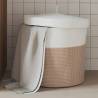 Brown & White Storage Basket with Lid | Ø40x35 cm Cotton