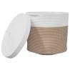 Brown & White Storage Basket with Lid | Ø40x35 cm Cotton