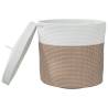 Brown & White Storage Basket with Lid | Ø40x35 cm Cotton