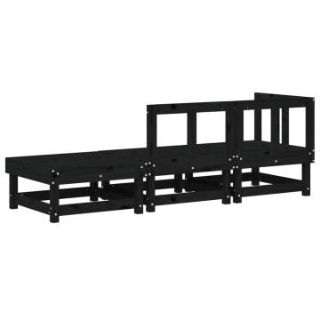 3 Piece Black Solid Wood Pine Garden Lounge Set - Hipomarket