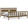 Honey Brown Solid Wood Bed Frame with Headboard - 200x200 cm