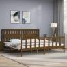 Honey Brown Solid Wood Bed Frame with Headboard - 200x200 cm