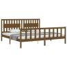 Honey Brown Solid Wood Bed Frame with Headboard - 200x200 cm