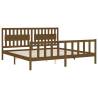 Honey Brown Solid Wood Bed Frame with Headboard - 200x200 cm