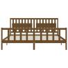 Honey Brown Solid Wood Bed Frame with Headboard - 200x200 cm