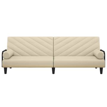 Sofa Bed with Armrests - Cream Fabric | Hipo Market