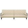 Sofa Bed with Armrests - Cream Fabric | Hipo Market