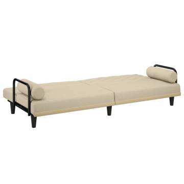 Sofa Bed with Armrests - Cream Fabric | Hipo Market