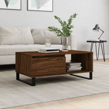 Elegant Brown Oak Coffee Table - 90x50x36.5 cm | Hipo Market