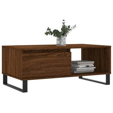 Elegant Brown Oak Coffee Table - 90x50x36.5 cm | Hipo Market