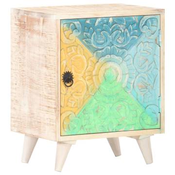 Carved Bedside Cabinet - Solid Acacia Wood 40x30x50 cm