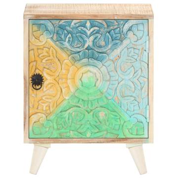 Carved Bedside Cabinet - Solid Acacia Wood 40x30x50 cm